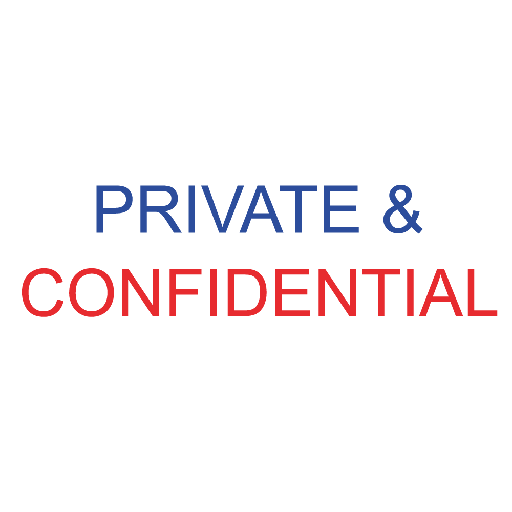 PRIVATE & CONFIDENTIAL Stamp Red Ink Imprint 11 38 X 14mm Word Stamp - View #9